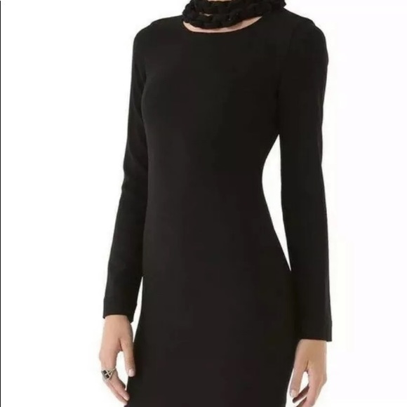 SOLD black crepe dress ornate collar by Diane Von Furstenburg sz XS 2 - Picture 6 of 14